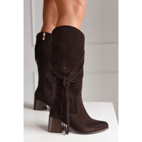 Czekoladowe kozaki z frędzlami