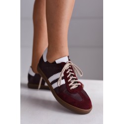 Bordowe sneakersy skórzane