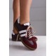 Bordowe sneakersy skórzane
