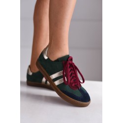 Zielono-złote sneakersy skórzane