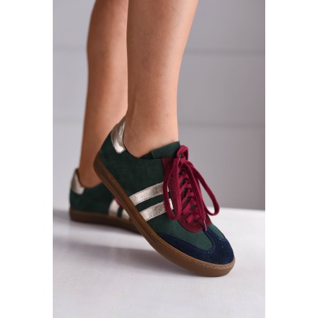 Zielono-złote sneakersy skórzane