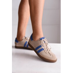 Beżowo-szafirowe sneakaersy skórzane