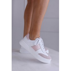 Pudrowo różowe sneakersy skórzane