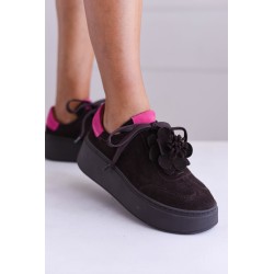 Sneakersy Lalou czekolada/fuksja