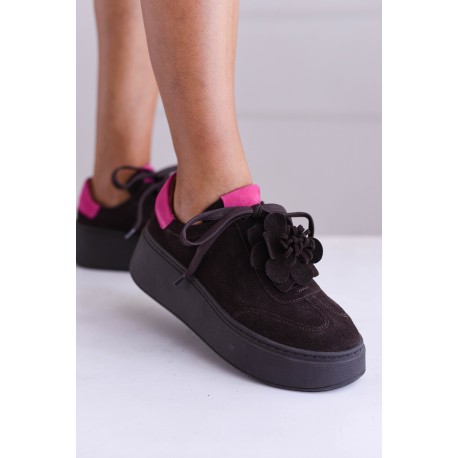 Sneakersy Lalou czekolada/fuksja